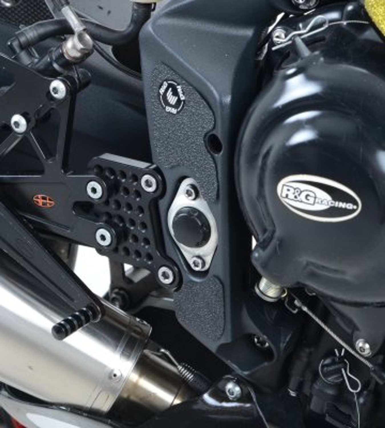 R&G Racing Boot Guard 5-piece (Upper / Lower Frame & LHS Swingarm) for Triumph 675 Daytona '13-'19 R&G Racing Boot Guard 5-piece (Upper / Lower Frame & LHS Swingarm) for Triumph 675 Daytona '13-'19